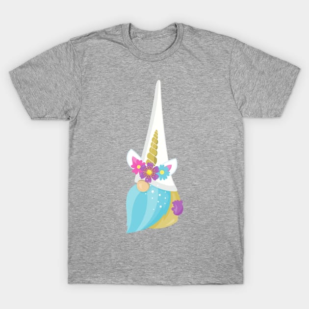 Unicorn Gnome, Garden Gnome, Cute Gnome, Beard T-Shirt by Jelena Dunčević